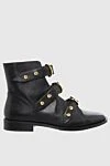 Kat Maconie Women's black leather boots with metal elements and straps - straps with buckles. genuine leather. Heel height: 2 centimeters. zipper. Country of manufacture: Italy. Care: specialized cleaning - photo 1