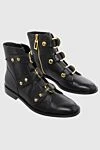 Kat Maconie Women's black leather boots with metal elements and straps - straps with buckles. genuine leather. Heel height: 2 centimeters. zipper. Country of manufacture: Italy. Care: specialized cleaning - photo 3