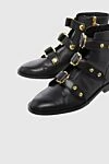 Kat Maconie Women's black leather boots with metal elements and straps - straps with buckles. genuine leather. Heel height: 2 centimeters. zipper. Country of manufacture: Italy. Care: specialized cleaning - photo 5