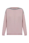 Panicale Pink jumper for women - contrasting stripes on the shoulders. 70% wool, 20% silk, 10% cashmere. Country of manufacture: Italy. Care: specialized cleaning - photo 1