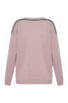 Pink jumper for women Panicale - contrasting stripes on the shoulders. 70% wool, 20% silk, 10% cashmere. Country of manufacture: Italy. Care: specialized cleaning - photo 6