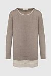 Panicale Brown jumper for women - contrasting neck and lining. 70% wool, 20% silk, 10% cashmere. Country of manufacture: Italy. Care: specialized cleaning - photo 1