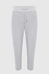 Panicale Women's striped pants gray - striped pattern. 96% wool, 4% elastane. elastic belt, drawstring. Country of manufacture: Italy. Care: specialized cleaning - photo 1