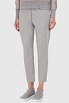 Women's striped pants gray Panicale - striped pattern. 96% wool, 4% elastane. elastic belt, drawstring. Country of manufacture: Italy. Care: specialized cleaning - photo 2