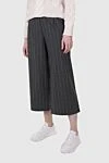 Panicale Women's cropped striped pants dark gray - striped pattern. 96% wool, 4% elastane. zipper, hook. Country of manufacture: Italy. Care: specialized cleaning - photo 3