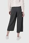 Women's cropped striped pants dark gray Panicale - striped pattern. 96% wool, 4% elastane. zipper, hook. Country of manufacture: Italy. Care: specialized cleaning - photo 4