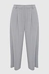 Panicale Women's cropped striped pants light gray - striped pattern, pinches. 96% wool, 4% elastane. zipper, hook. Country of manufacture: Italy. Care: specialized cleaning - photo 1