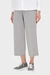 Panicale Women's cropped striped pants light gray - striped pattern, pinches. 96% wool, 4% elastane. zipper, hook. Country of manufacture: Italy. Care: specialized cleaning - photo 3