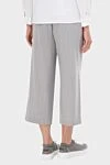 Women's cropped striped pants light gray Panicale - striped pattern, pinches. 96% wool, 4% elastane. zipper, hook. Country of manufacture: Italy. Care: specialized cleaning - photo 4