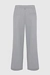 Women's cropped striped pants light gray Panicale - striped pattern, pinches. 96% wool, 4% elastane. zipper, hook. Country of manufacture: Italy. Care: specialized cleaning - photo 6