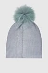 Panicale Gray cap made of wool and metallized thread for women - pom-pom with natural fur, textured knitting. wool, metallized thread. Country of manufacture: Italy. Care: specialized cleaning - photo 3