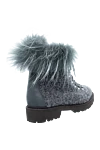 Women's gray leather boots with fur and laces Panicale - fur edge. leather. Sole height: 2 centimeters. lacing. Country of manufacture: Italy. Care: specialized cleaning - photo 4