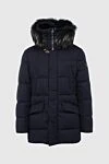 Montecore Down jacket men's wool blue - fur hood. 100% wool. Closure: Zipper. Two side pockets, two inside pockets. Lining: 55% polyester, 45% viscose. Insulation: 100% polyester. Country of manufacture: Italy. Care: specialized cleaning - photo 1