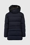 Down jacket men's wool blue Montecore - fur hood. 100% wool. Closure: Zipper. Two side pockets, two inside pockets. Lining: 55% polyester, 45% viscose. Insulation: 100% polyester. Country of manufacture: Italy. Care: specialized cleaning - photo 6