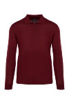 Cesare di Napoli Long sleeve polo made of wool, silk and cashmere burgundy for men - Embossed pattern. Long sleeve. 60% wool, 30% silk, 10% cashmere. Closure: Zipper. Country of manufacture: Italy. Care: specialized cleaning - photo 1