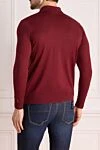 Long sleeve polo made of wool, silk and cashmere burgundy for men Cesare di Napoli - Embossed pattern. Long sleeve. 60% wool, 30% silk, 10% cashmere. Closure: Zipper. Country of manufacture: Italy. Care: specialized cleaning - photo 4