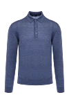 Cesare di Napoli Wool long sleeve polo blue for men - Embossed pattern. Long sleeve. 100% wool. Buttons. Country of manufacture: Italy. Care: specialized cleaning - photo 1