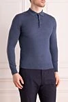 Cesare di Napoli Wool long sleeve polo blue for men - Embossed pattern. Long sleeve. 100% wool. Buttons. Country of manufacture: Italy. Care: specialized cleaning - photo 3