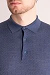 Cesare di Napoli Wool long sleeve polo blue for men - Embossed pattern. Long sleeve. 100% wool. Buttons. Country of manufacture: Italy. Care: specialized cleaning - photo 5