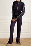 Roberto Cavalli Purple women's walking suit - contrasting cuffs and neckline. 49% viscose, 33% cotton, 12% nylon, 6% polyester. Closure: drawstring, zipper. two side pockets. Country of manufacture: Italy. Care: specialized cleaning - photo 3