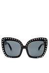 N21 Black women's butterfly glasses with rhinestones on the frame - Decoration: logo on the bracket, rhinestones on the Frame. Additional: UV protection. plastic, metal. Country of manufacture: Italy. Care: specialized cleaning - photo 1