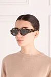 Очки из пластика и металла коричневые Dries Van Noten - леопардовая окраска. защита от ультрафиолета. пластик, металл. Страна производитель: . Уход: специализированная чистка - фото 2