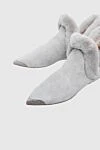 Women's gray suede ankle boots with fur and a shiny toe Rene Caovilla - shiny sock, fur. suede. Sole height: 2 centimeters. Country of manufacture: Italy. Care: specialized cleaning - photo 4