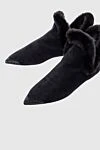 Rene Caovilla Black suede ankle boots for women - shiny sock, fur. suede. Sole height: 2 centimeters. Country of manufacture: Italy. Care: specialized cleaning - photo 5