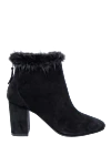 Max&Moi Women's black suede boots with fur - fur edge. suede, fur. Heel height: 10 centimeters. zipper. Country of manufacture: Italy. Care: specialized cleaning - photo 1