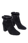 Max&Moi Women's black suede boots with fur - fur edge. suede, fur. Heel height: 10 centimeters. zipper. Country of manufacture: Italy. Care: specialized cleaning - photo 3