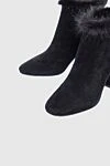 Max&Moi Women's black suede boots with fur - fur edge. suede, fur. Heel height: 10 centimeters. zipper. Country of manufacture: Italy. Care: specialized cleaning - photo 5