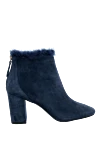 Max&Moi Women's blue suede boots with fur - fur edge. suede, fur. Heel height: 10 centimeters. zipper. Country of manufacture: Italy. Care: specialized cleaning - photo 1