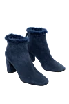 Max&Moi Women's blue suede boots with fur - fur edge. suede, fur. Heel height: 10 centimeters. zipper. Country of manufacture: Italy. Care: specialized cleaning - photo 3