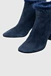 Max&Moi Women's blue suede boots with fur - fur edge. suede, fur. Heel height: 10 centimeters. zipper. Country of manufacture: Italy. Care: specialized cleaning - photo 5