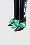 Off-White Boots women's leather with print and decorative scarf black - removable multi-colored scarf, 