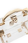 Aspinal of London Women's transparent clutch with golden elements - golden accessories, shoulder strap with carabiners, one main compartment, transparent walls. Fastener: snap fastener. plastic, metal. Country of manufacture: Italy. Care: specialized cleaning - photo 5