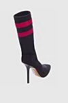 Women's black leather sock boots on high heels Vetements - logo, contrasting stripes. leather. Heel height: 12 centimeters. elastic inserts. Country of manufacture: Italy. Care: specialized cleaning - photo 4