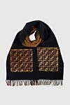 Fendi Women's brown scarf with fur pockets and fringe - original pattern, fringe. 55% wool, 45% cashmere. Country of manufacture: Italy. Care: specialized cleaning - photo 1