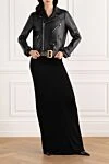 Women's black leather jacket Dior - 100% genuine leather. zipper, buttons, belt. chest pocket, side pockets. Country of manufacture: Italy. Care: specialized cleaning - photo 2