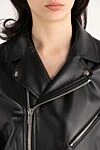 Women's black leather jacket Dior - 100% genuine leather. zipper, buttons, belt. chest pocket, side pockets. Country of manufacture: Italy. Care: specialized cleaning - photo 6