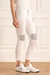 Philipp Plein White pants for women - an insert of metal ornaments on the knees. 70% viscose, 22% polyester, 8% elastane. zipper, button. Country of manufacture: Italy. Care: specialized cleaning - photo 3