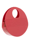 Olga Berg Women's red round bag - an insert with a textured surface. polyamide, viscose, nylon. zipper, buttons. Country of manufacture: Italy. Care: specialized cleaning - photo 3