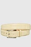 Cesare di Napoli Crocodile leather belt yellow for men - Decor: Textured leather. Composition: 100% crocodile leather. Size: Width 4cm. Clasp: Buckle. Country of manufacture: Italy. Care: specialized cleaning - photo 1