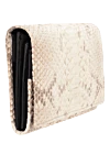 Cesare di Napoli Women's brown leather wallet with crocodile skin embossed - textured leather. 100% natural python skin. Fastener: button. Country of manufacture: Italy. Care: specialized cleaning - photo 3