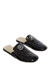 Tardini Crocodile leather slippers black for men - logo, textured leather. leather interior. 100% crocodile skin. polyurethane. Country of manufacture: Italy. Care: specialized cleaning - photo 3