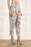 Zimmermann Blue linen pants for women - floral pattern. two pockets. 100% linen. zipper, hook. Country of manufacture: Italy. Care: specialized cleaning - photo 3