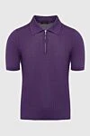 Cesare di Napoli Silk polo purple for men - Embossed pattern. 100% silk. Closure: Zipper. Country of manufacture: Italy. Care: specialized cleaning - photo 1