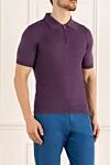 Cesare di Napoli Silk polo purple for men - Embossed pattern. 100% silk. Closure: Zipper. Country of manufacture: Italy. Care: specialized cleaning - photo 3