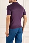 Silk polo purple for men Cesare di Napoli - Embossed pattern. 100% silk. Closure: Zipper. Country of manufacture: Italy. Care: specialized cleaning - photo 4