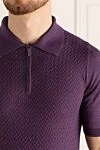 Cesare di Napoli Silk polo purple for men - Embossed pattern. 100% silk. Closure: Zipper. Country of manufacture: Italy. Care: specialized cleaning - photo 5